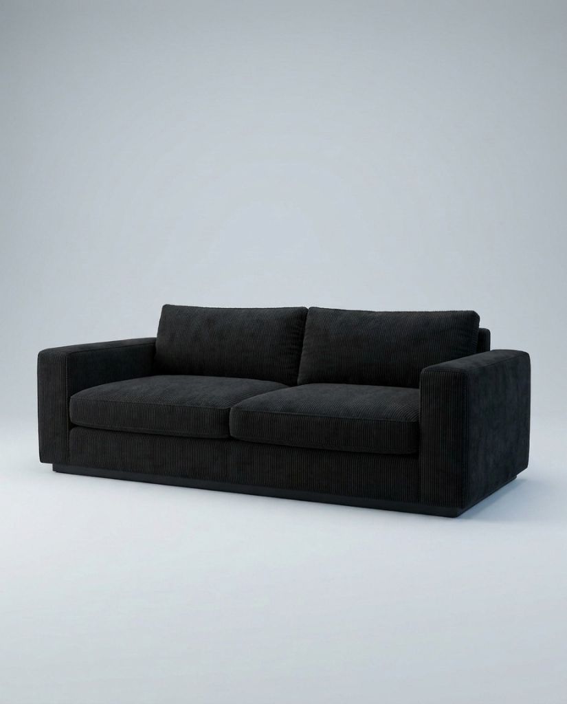 The Lazi Boi Lounge — Black Corduroy in a living room