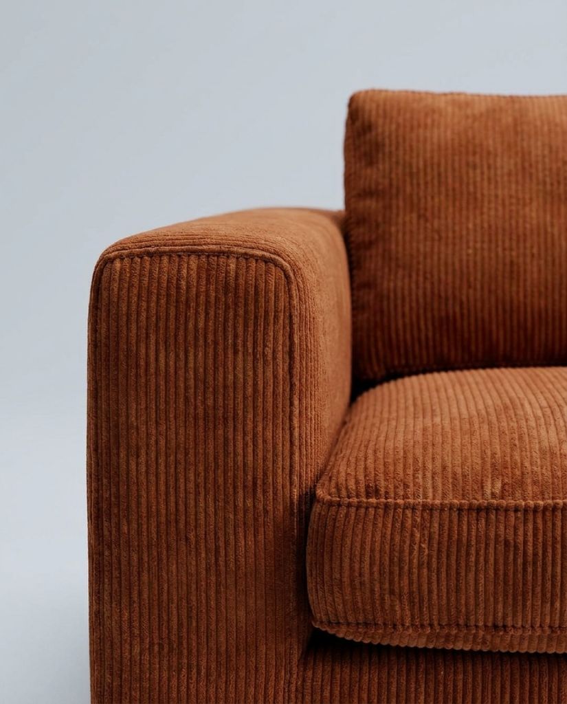 The Lazi Boi Lounge — Rust Corduroy — detail view