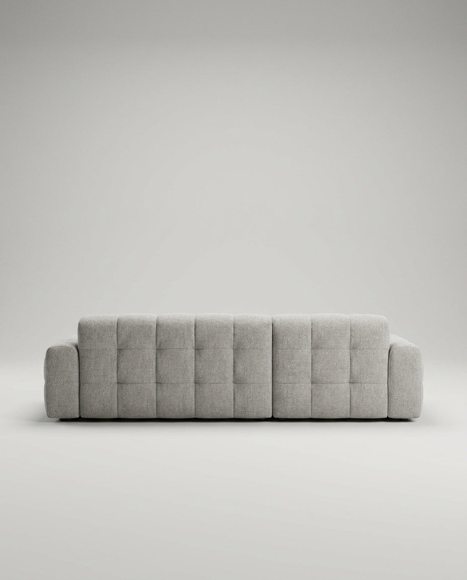 The Cloud Sectional — Dove Grey Linen — back view