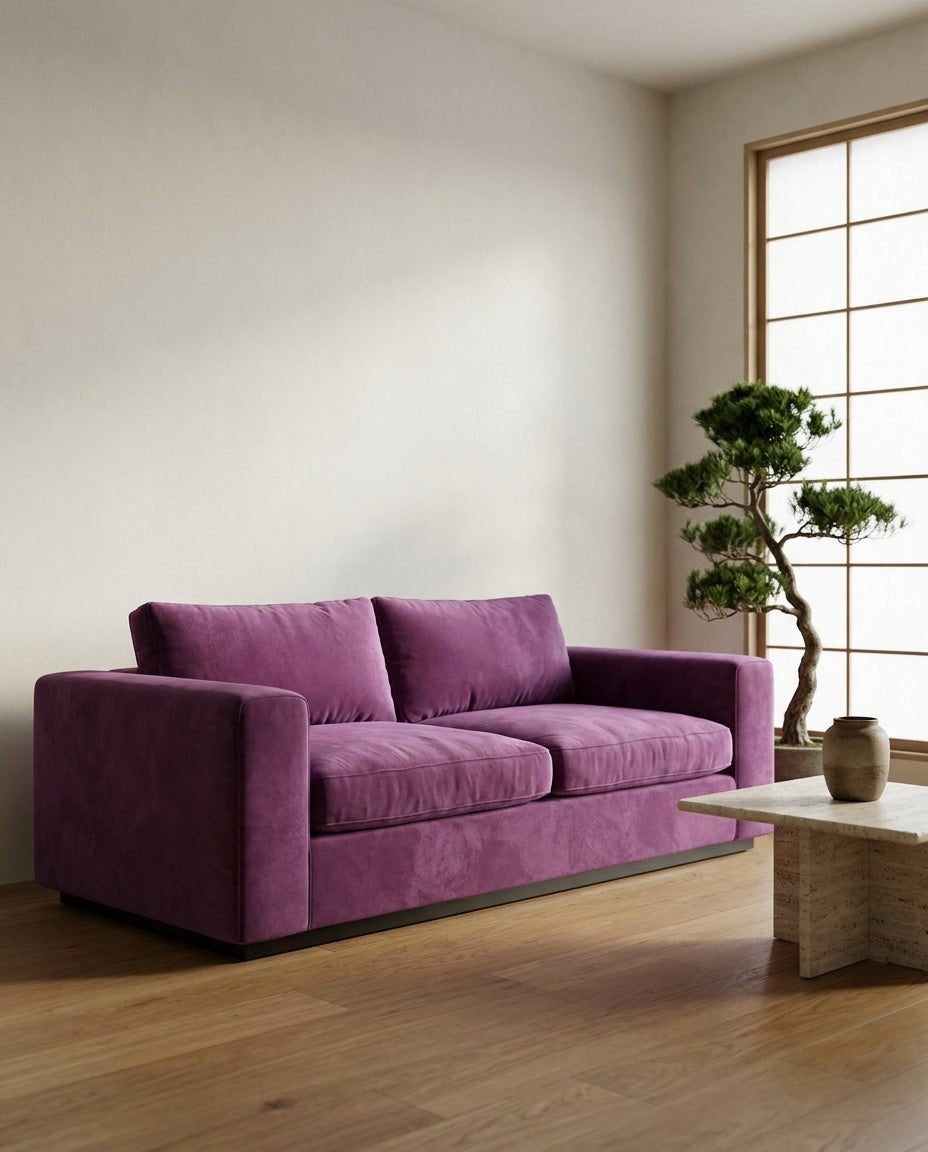 The Lazi Boi Lounge — Purple Velveteen in a living room