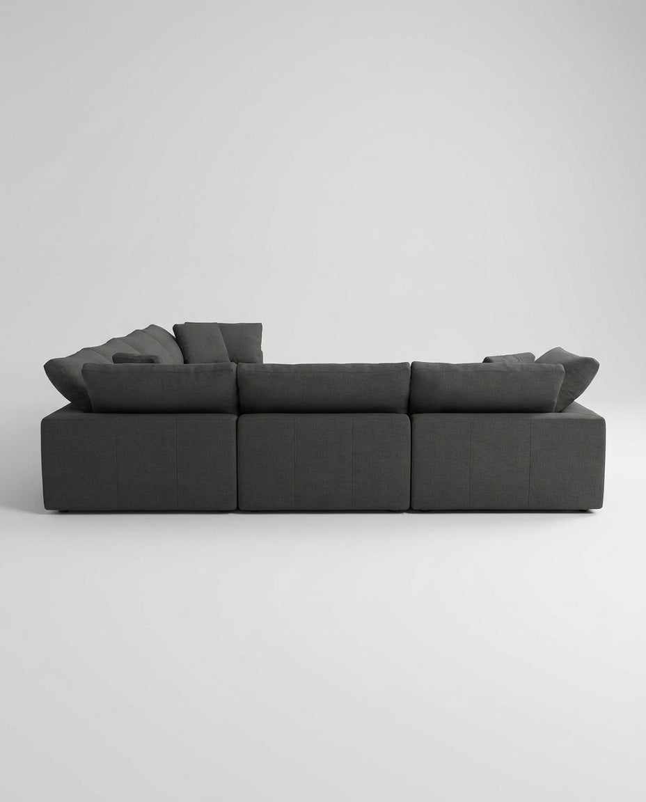 The Cloud Sectional — Charcoal (5 Seat) — back view