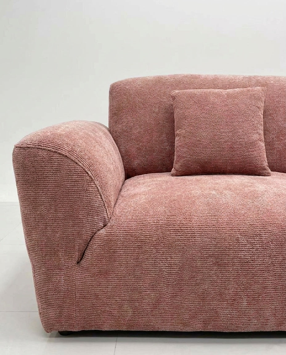 The Lounger Sofa — Rose Corduroy — fabric detail